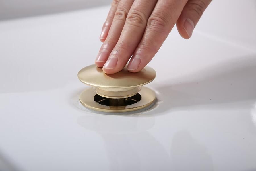 SaniClear Afvoerplug Brass | 5 4" | Click waste | Messing | Rond | Geborsteld messing - Foto 2