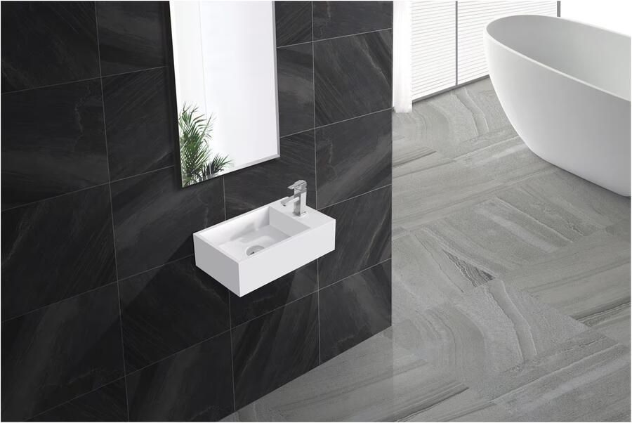 SaniClear Alaska fontein rechts 40x22 cm solid surface wit mat - Foto 2