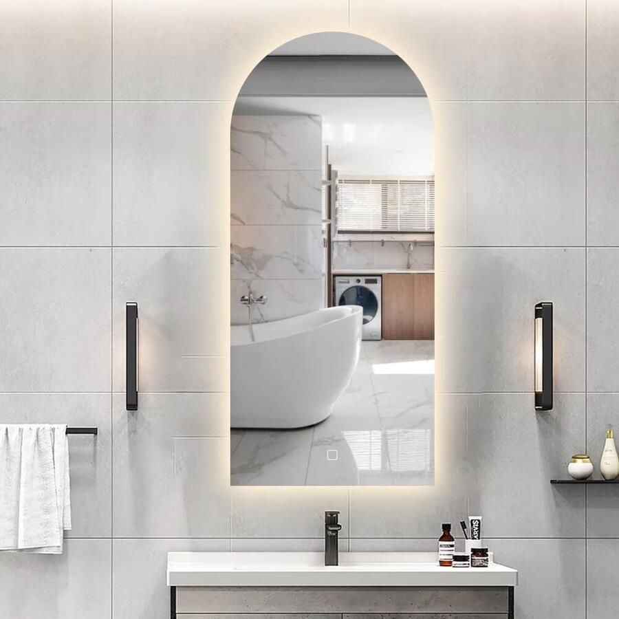 SaniClear Badkamerspiegel Arc | 100x45 cm | Organisch | Indirecte LED verlichting | Touch button | Met spiegelverwarming - Foto 2