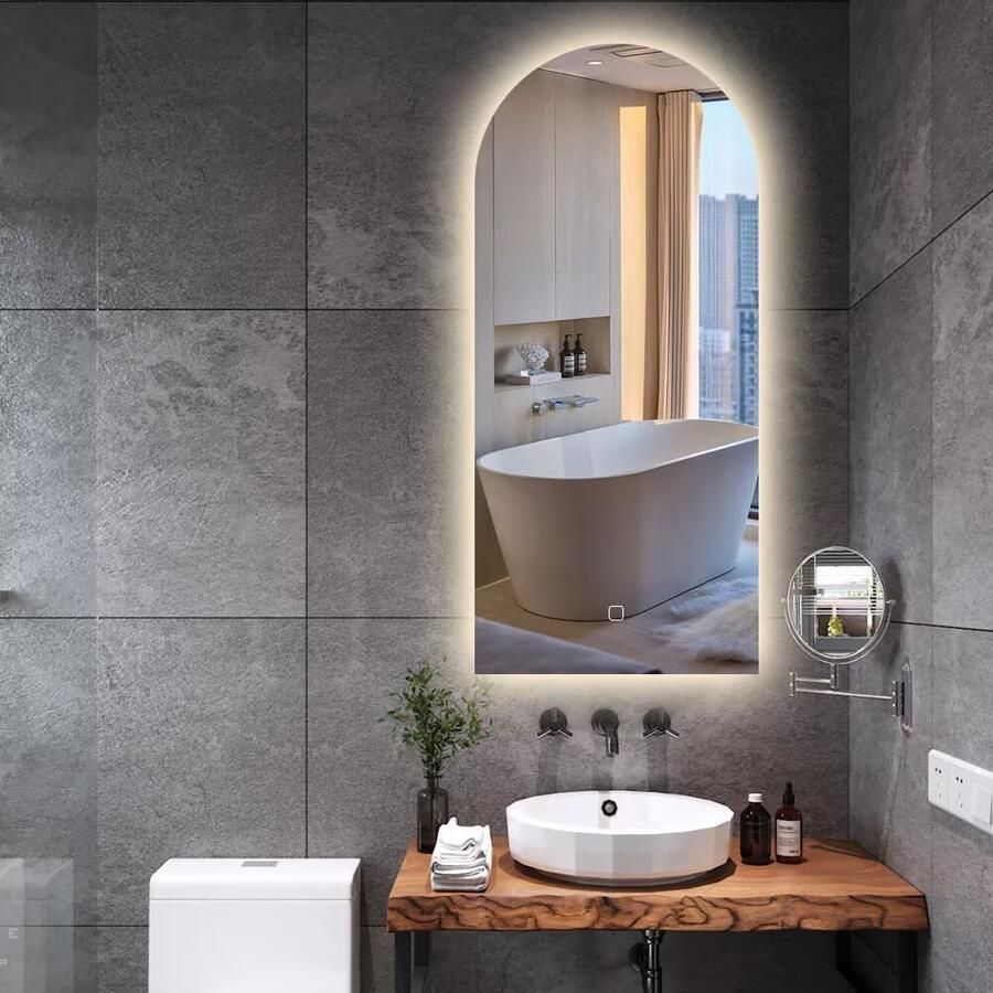 SaniClear Badkamerspiegel Arc | 100x45 cm | Organisch | Indirecte LED verlichting | Touch button | Met spiegelverwarming - Foto 3