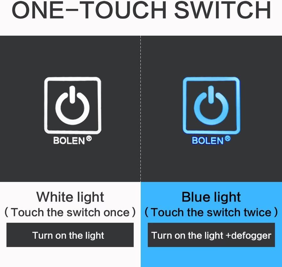 SaniClear Badkamerspiegel Aspen | 120x70 cm | Rechthoekig | Directe LED verlichting | Touch button | Met verwarming