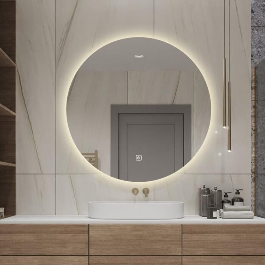 SaniClear Badkamerspiegel Circle | 60 cm | Rond | Indirecte LED verlichting | Touch button | Met verwarming