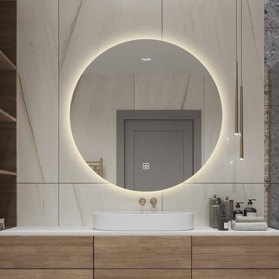 SaniClear Badkamerspiegel Circle | 80 cm | Rond | Indirecte LED verlichting | Touch button | Met verwarming