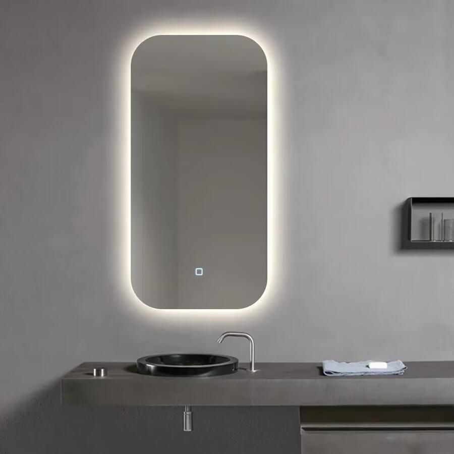 SaniClear Badkamerspiegel Denver | 50x100 cm | Indirecte verlichting | Touch button | Met spiegelverwarming