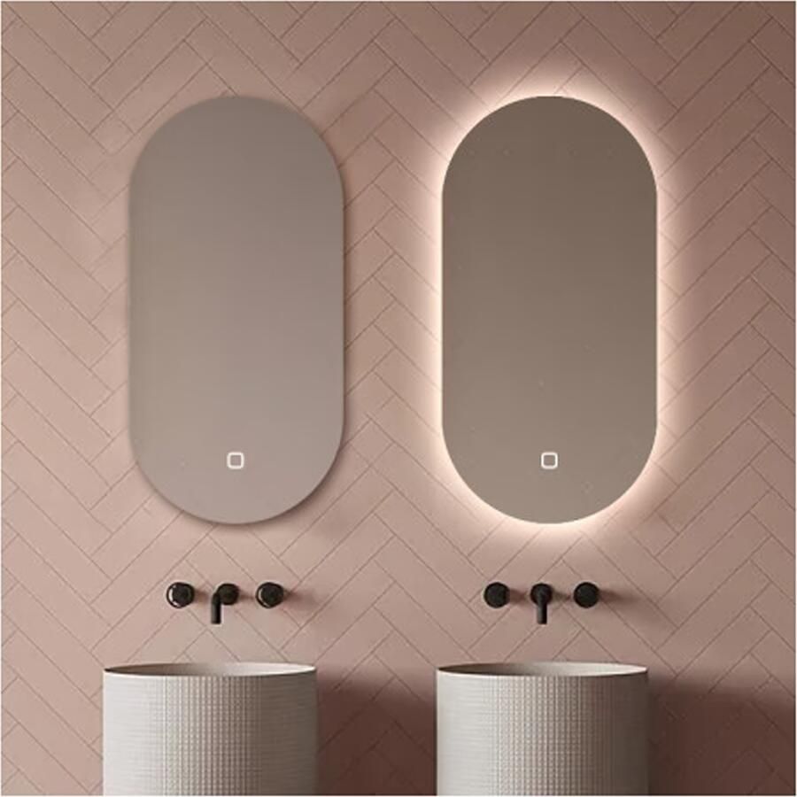 SaniClear Badkamerspiegel Parma | 2x 100x50 cm | Ovaal | Indirecte LED verlichting | Touch button | Met verwarming - Foto 3