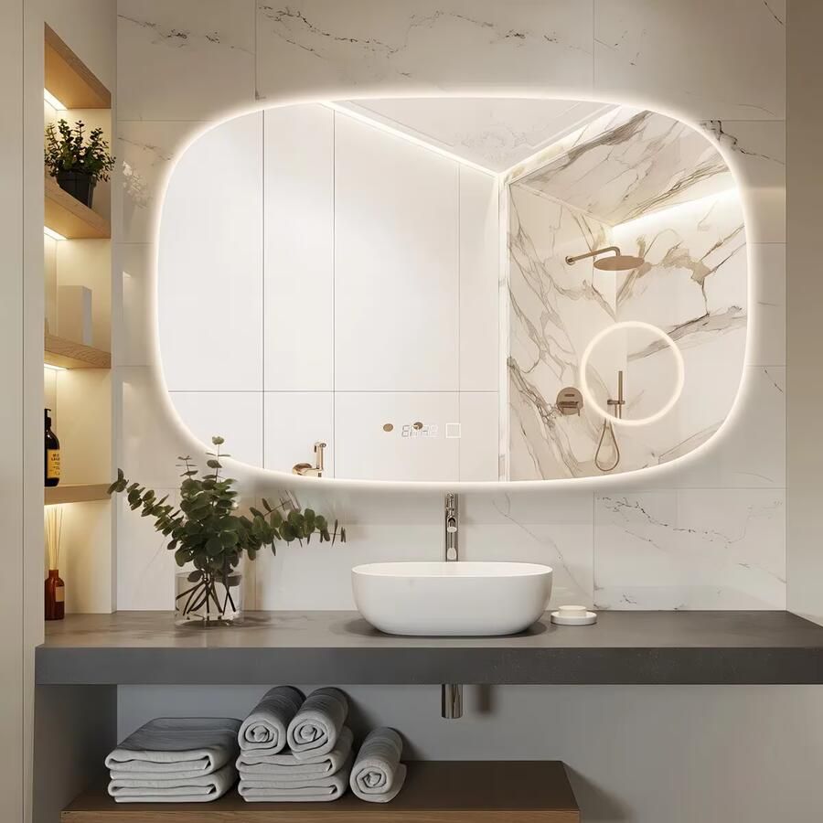 SaniClear Badkamerspiegel Shave | 100x65 cm | Vergrootglas | Indirecte verlichting | Touch button | Met spiegelverwarming - Foto 2