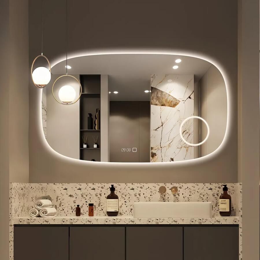 SaniClear Badkamerspiegel Shave | 120x70 cm | Vergrootglas | Indirecte verlichting | Touch button | Met spiegelverwarming