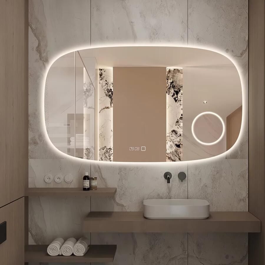 SaniClear Badkamerspiegel Shave | 120x70 cm | Vergrootglas | Indirecte verlichting | Touch button | Met spiegelverwarming - Foto 2