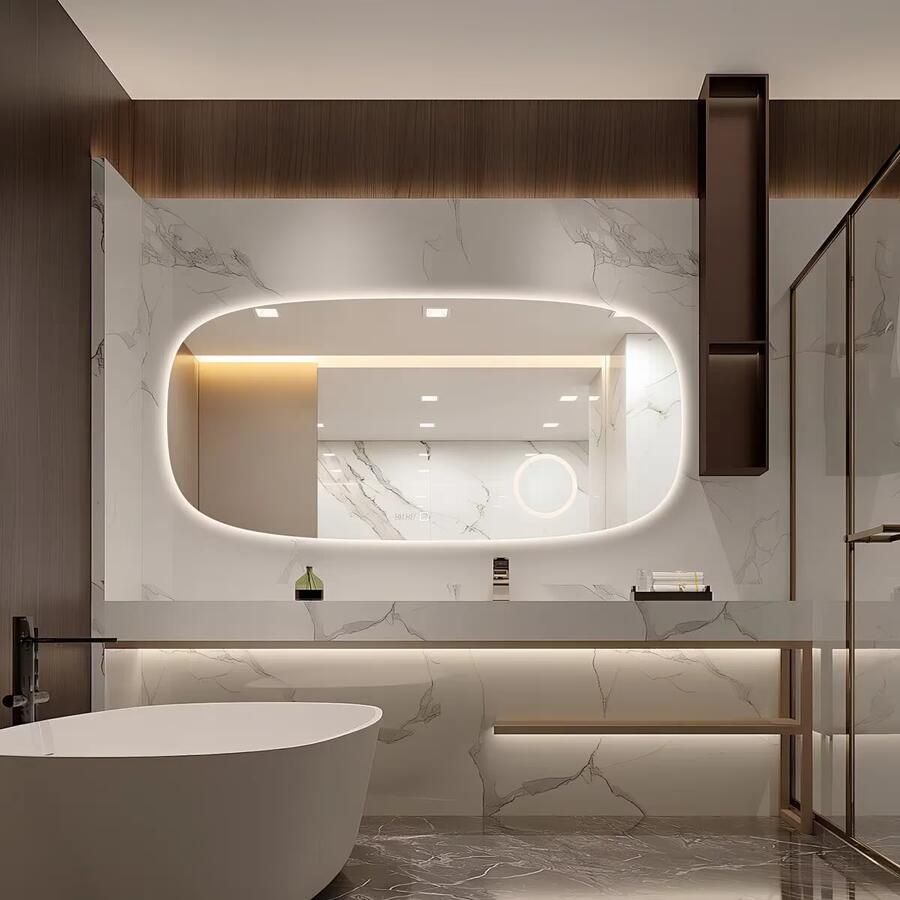 SaniClear Badkamerspiegel Shave | 160x75 cm | Vergrootglas | Indirecte verlichting | Touch button | Met spiegelverwarming - Foto 3