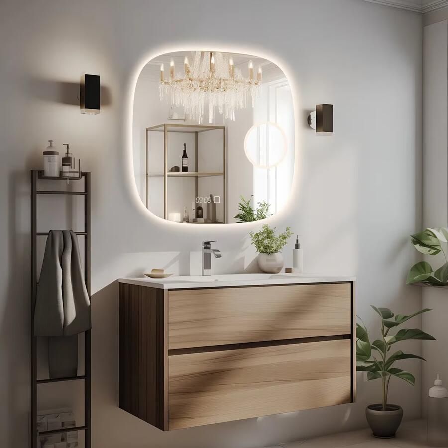 SaniClear Badkamerspiegel Shave | 60x60 cm | Vergrootglas | Indirecte verlichting | Touch button | Met spiegelverwarming - Foto 2