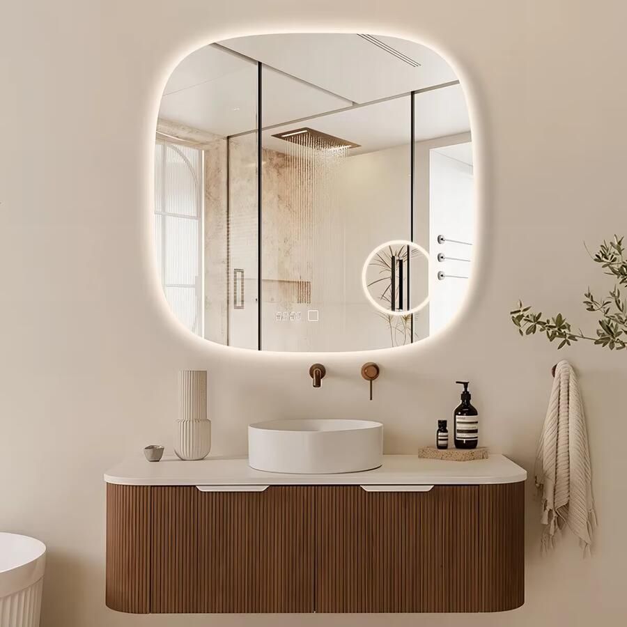 SaniClear Badkamerspiegel Shave | 80x80 cm | Vergrootglas | Indirecte verlichting | Touch button | Met spiegelverwarming - Foto 3