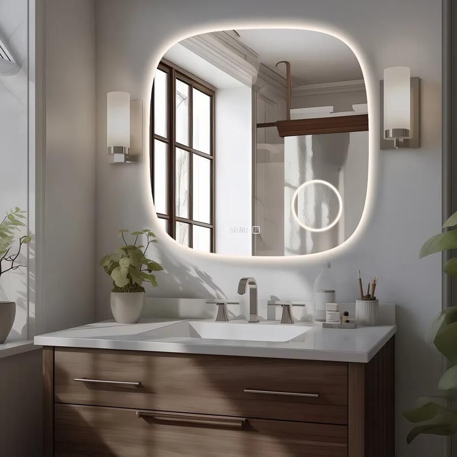 SaniClear Badkamerspiegel Shave | 80x80 cm | Vergrootglas | Indirecte verlichting | Touch button | Met spiegelverwarming - Foto 2