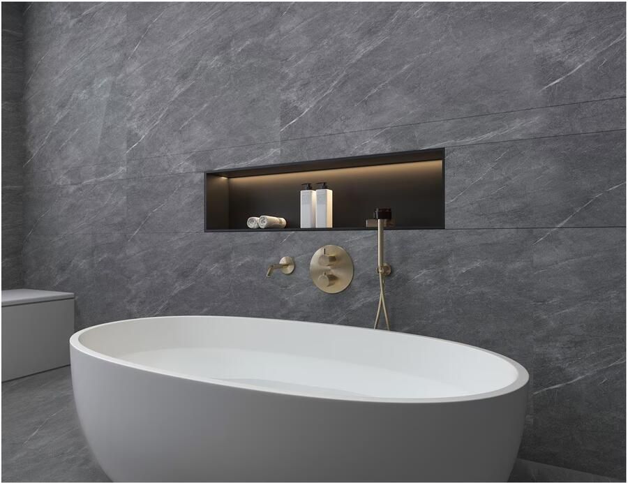 SaniClear Badkraan Brass | Inbouw | Thermostaatkraan | Incl.Inbouwdeel | 2-weg | Rond | Geborsteld Messing mat goud - Foto 2