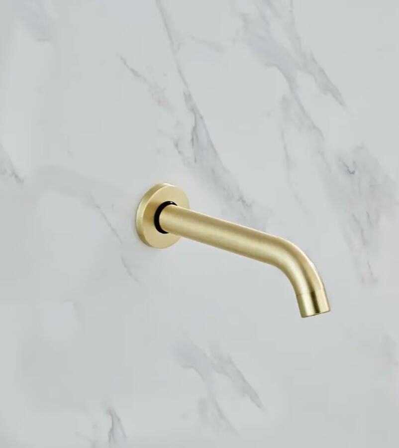 SaniClear Badkraan Brass | Thermostaatkraan | Incl.Inbouwdeel | 2-weg | Rechthoekig | Geborsteld Messing mat goud