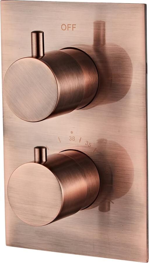 SaniClear Badkraan Copper | Inbouw | Thermostaatkraan | Incl.Inbouwdeel | 2-weg | Rond | Geborsteld koper - Foto 2
