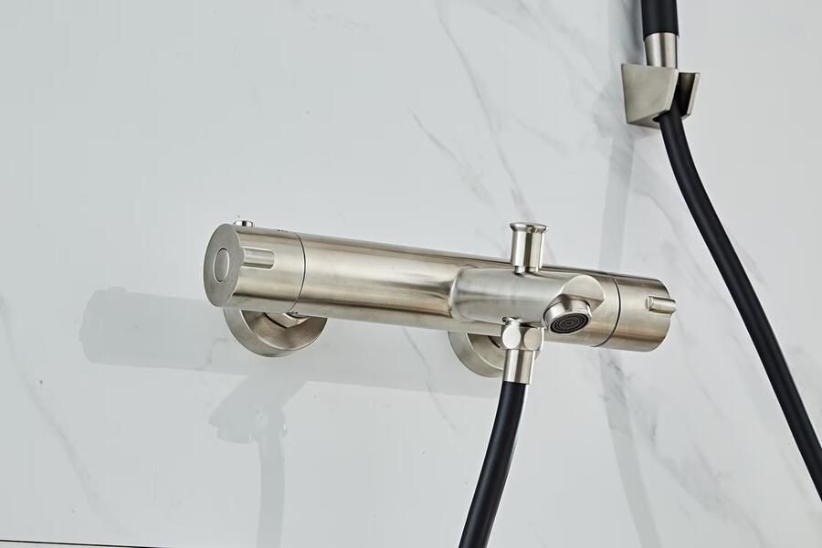 SaniClear Badkraan Exclusive Pro | Opbouw | Thermostaatkraan | Incl.Handdoucheset | 2-weg | 2-knops | Rond | RVS look - Foto 2