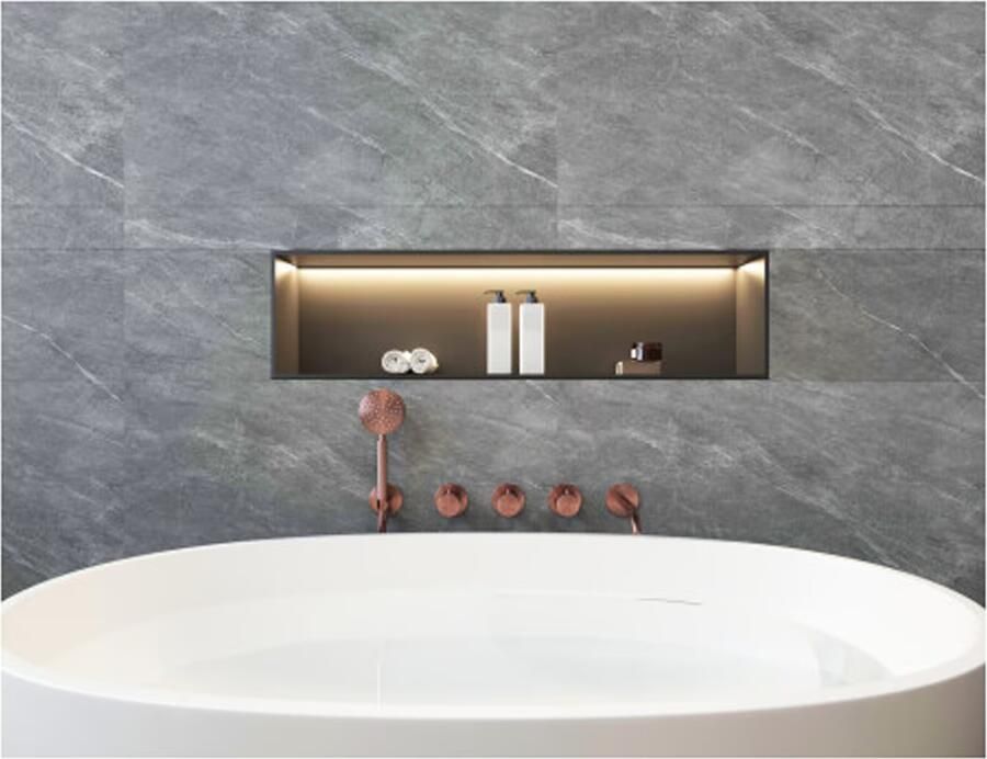 SaniClear Badkraan Plus | Vrijstaand | Thermostaatkraan | Incl.Inbouwdeel | 2-weg | Rond | Geborsteld koper