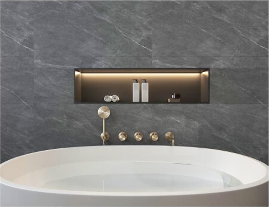 SaniClear Badkraan Plus | Vrijstaand | Thermostaatkraan | Incl.Inbouwdeel | 2-weg | Rond | Geborsteld messing - Foto 3