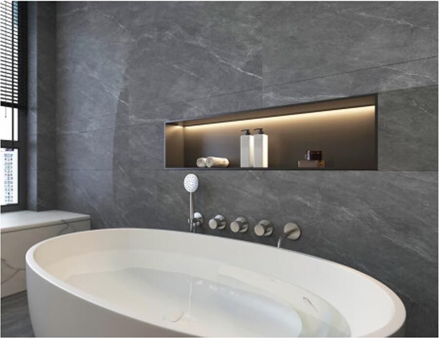 SaniClear Badkraan Plus | Vrijstaand | Thermostaatkraan | Incl.Inbouwdeel | 2-weg | Rond | RVS look