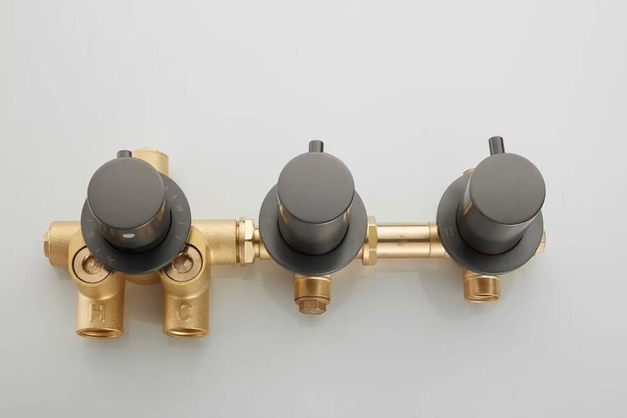 SaniClear Badkraan set Plus | Inbouw | Thermostaatkraan | Incl.Inbouwdeel | Verouderd ijzer Gunmetal