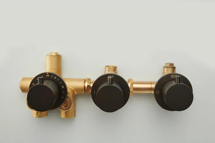 SaniClear Badkraan set Plus | Inbouw | Thermostaatkraan | Incl.Inbouwdeel | Verouderd messing - Foto 3