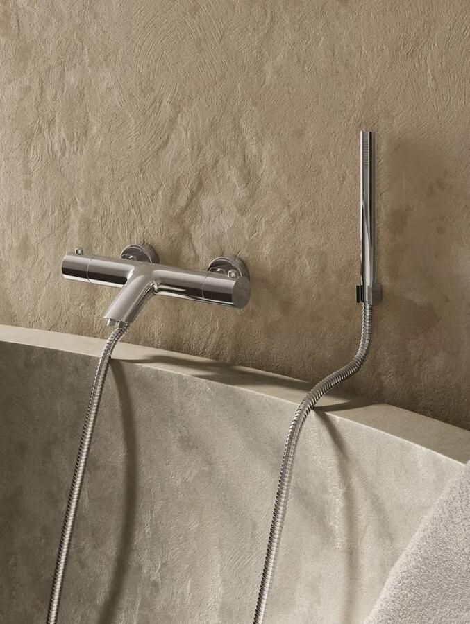 SaniClear Badkraan Shine | Opbouw | Thermostaatkraan | Incl.Handdoucheset | 2-weg | 2-knops | Rond | Chroom - Foto 2