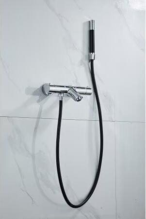 SaniClear Badkraan Talpa | Opbouw | Thermostaatkraan | Incl.Handdoucheset | 2-weg | hoh 15 cm | 2-knops | Vierkant | Chroom - Foto 2