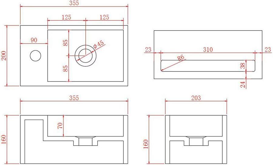SaniClear Bali fontein rechts 36x22 cm solid surface wit mat - Foto 2