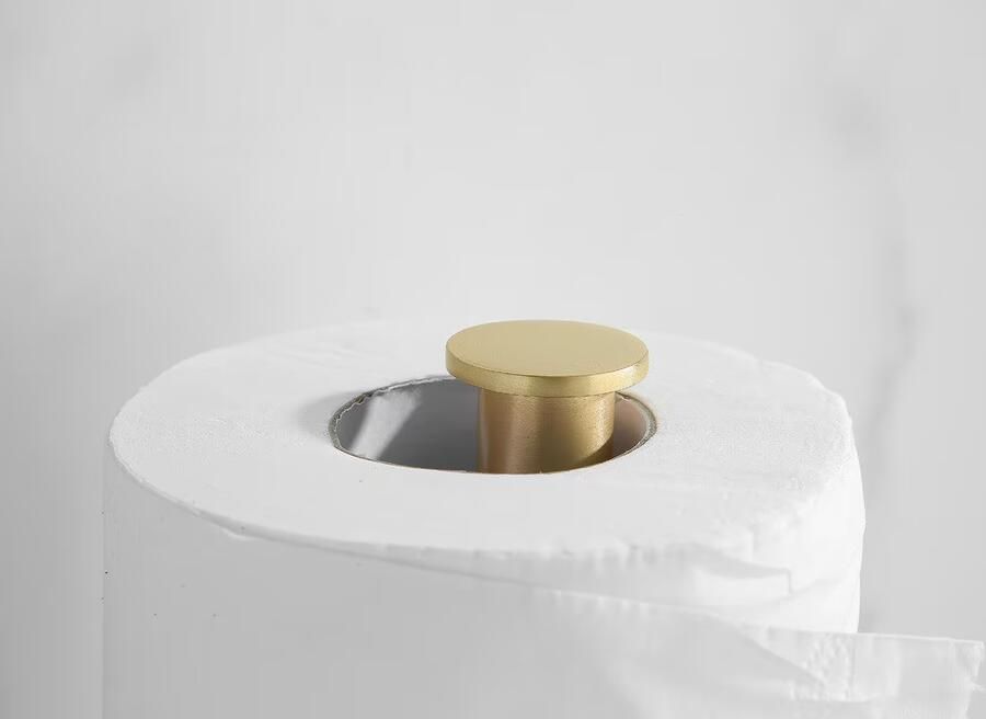 SaniClear Brass dubbele reserverol houder geborsteld messing mat goud