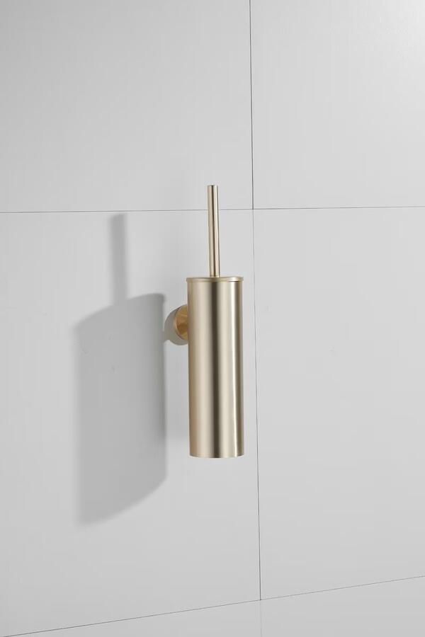 SaniClear Brass toiletborstel met wandhouder geborsteld messing - Foto 3