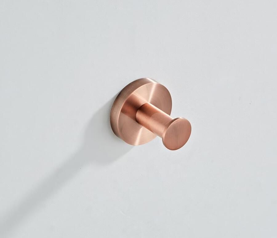 SaniClear Copper toilet accessoire set incl toiletborstel rolhouder en haak geborsteld koper - Foto 1