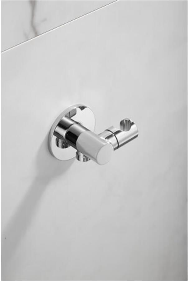 SaniClear Doucheaansluiting Plus | Met handdouchehouder | Draaibaar | Messing | Rond | Chroom