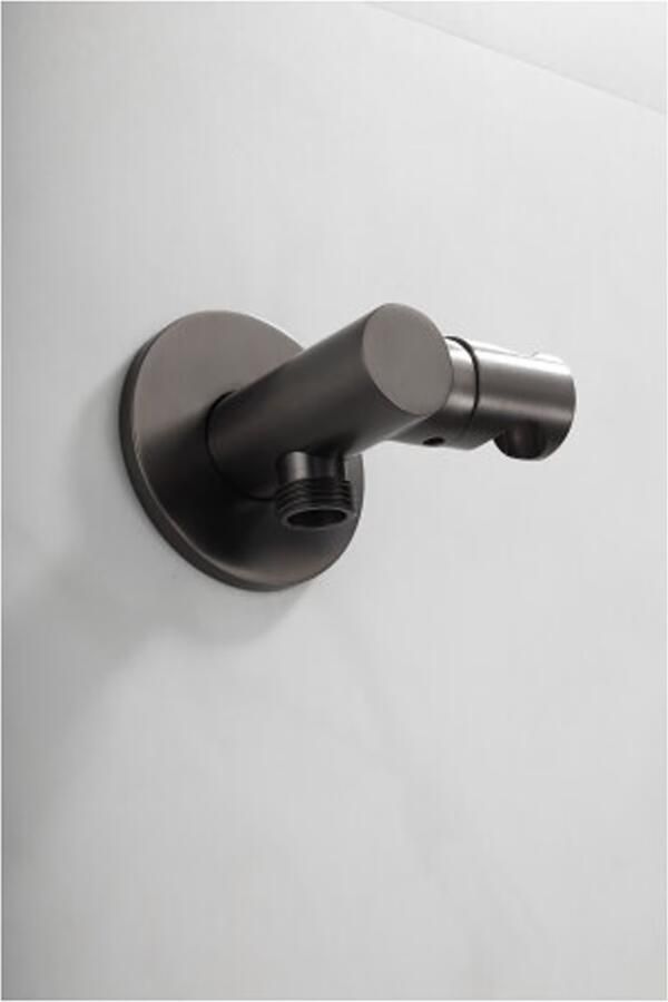 SaniClear Doucheaansluiting Plus | Met handdouchehouder | Draaibaar | Messing | Rond | Verouderd ijzer gunmetal