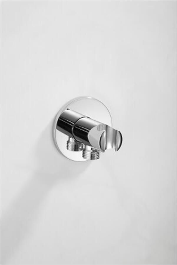 SaniClear Doucheaansluiting Plus | Met handdouchehouder | Messing | Rond | Chroom