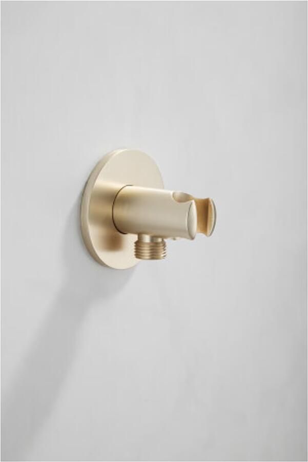 SaniClear Doucheaansluiting Plus | Met handdouchehouder | Messing | Rond | Geborsteld messing