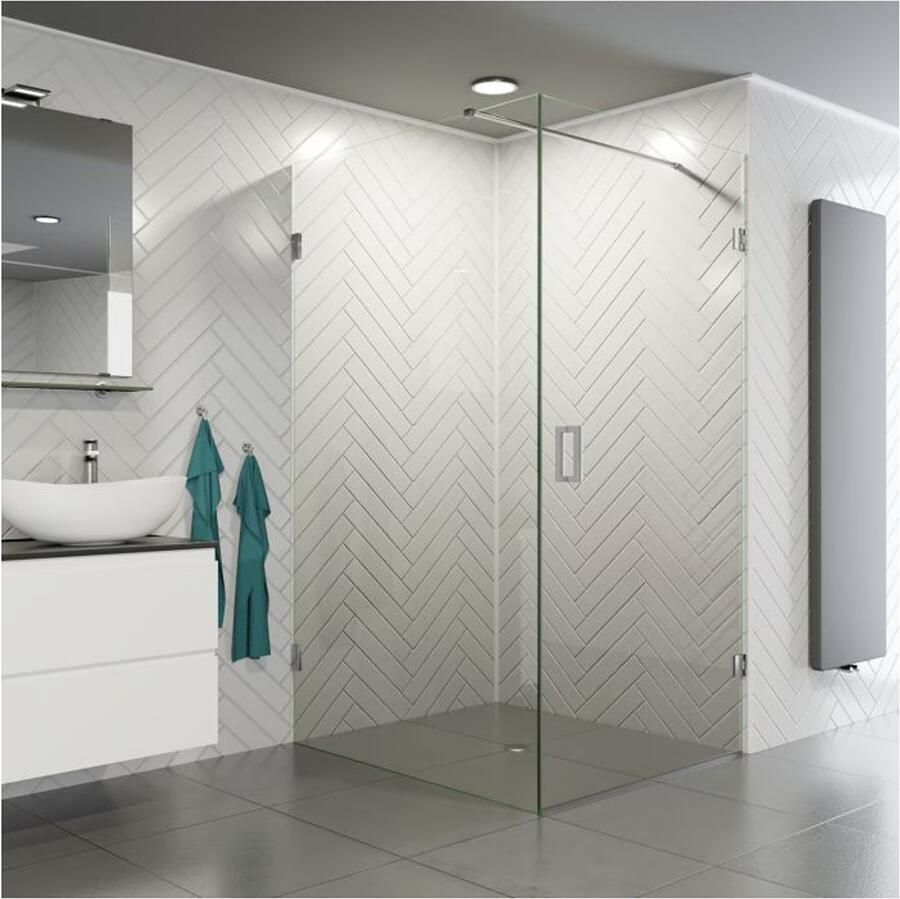 SaniClear Douchecabine Exclusive | Profieloos | 120x90x200 cm | 1 Draaideur | Rvs look - Foto 2