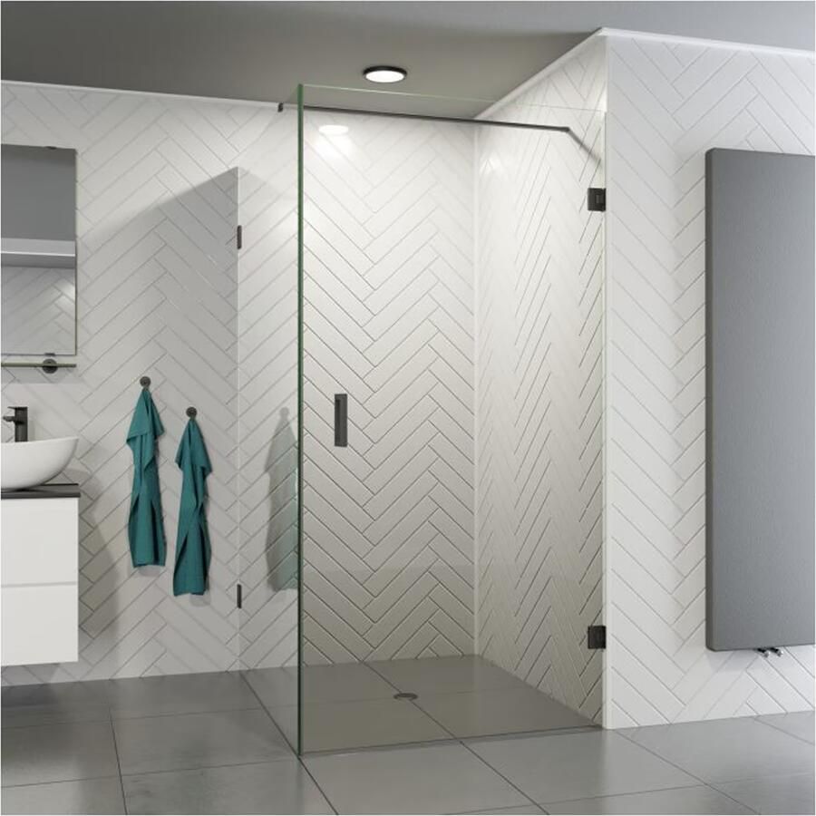 SaniClear Douchecabine Iron | Profieloos | 120x90x200 cm | 1 Draaideur | Verouderd ijzer gunmetal - Foto 3