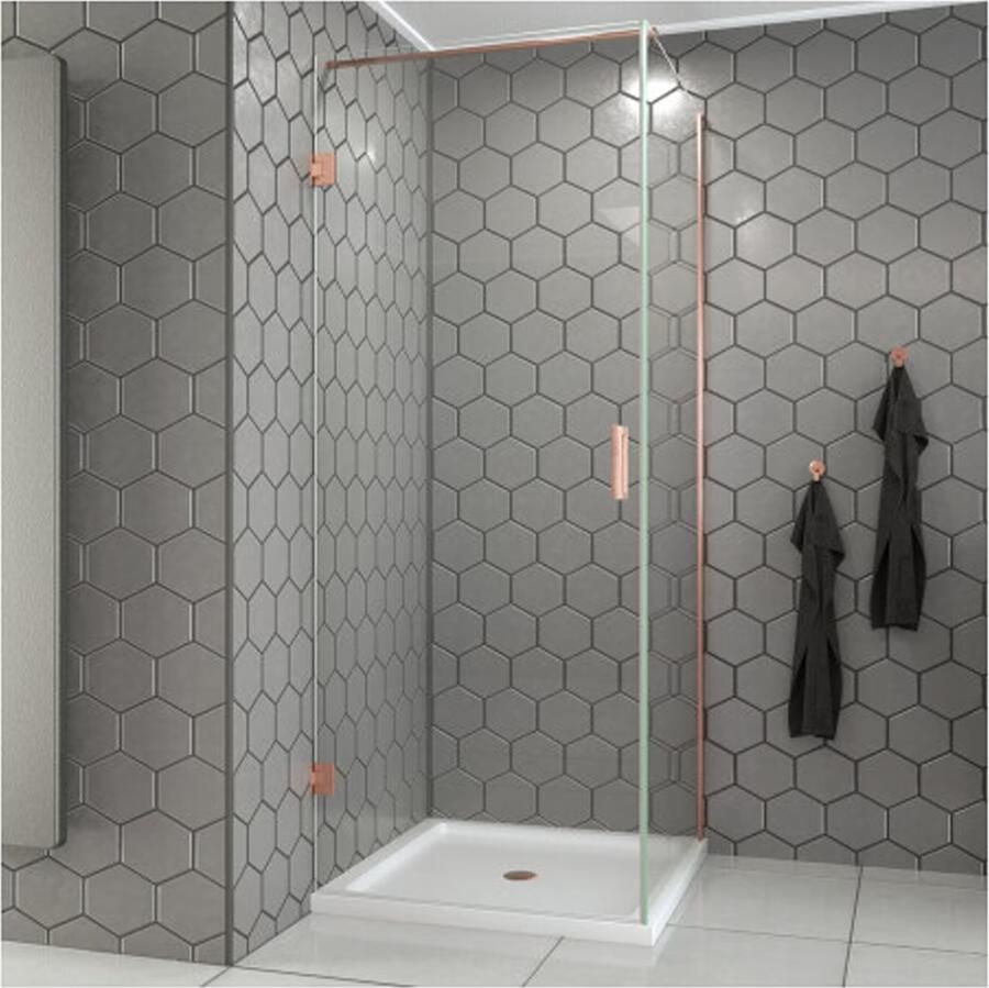 SaniClear Douchecabine Modern | 120x80x200 cm | 1 Draaideur | Geborsteld koper - Foto 2