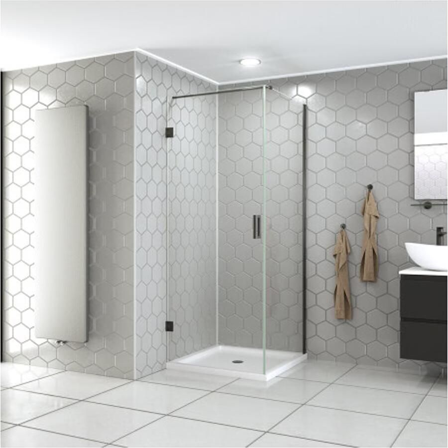 SaniClear Douchecabine Modern | 90x80x200 cm | 1 Draaideur | Verouderd ijzer gunmetal - Foto 3