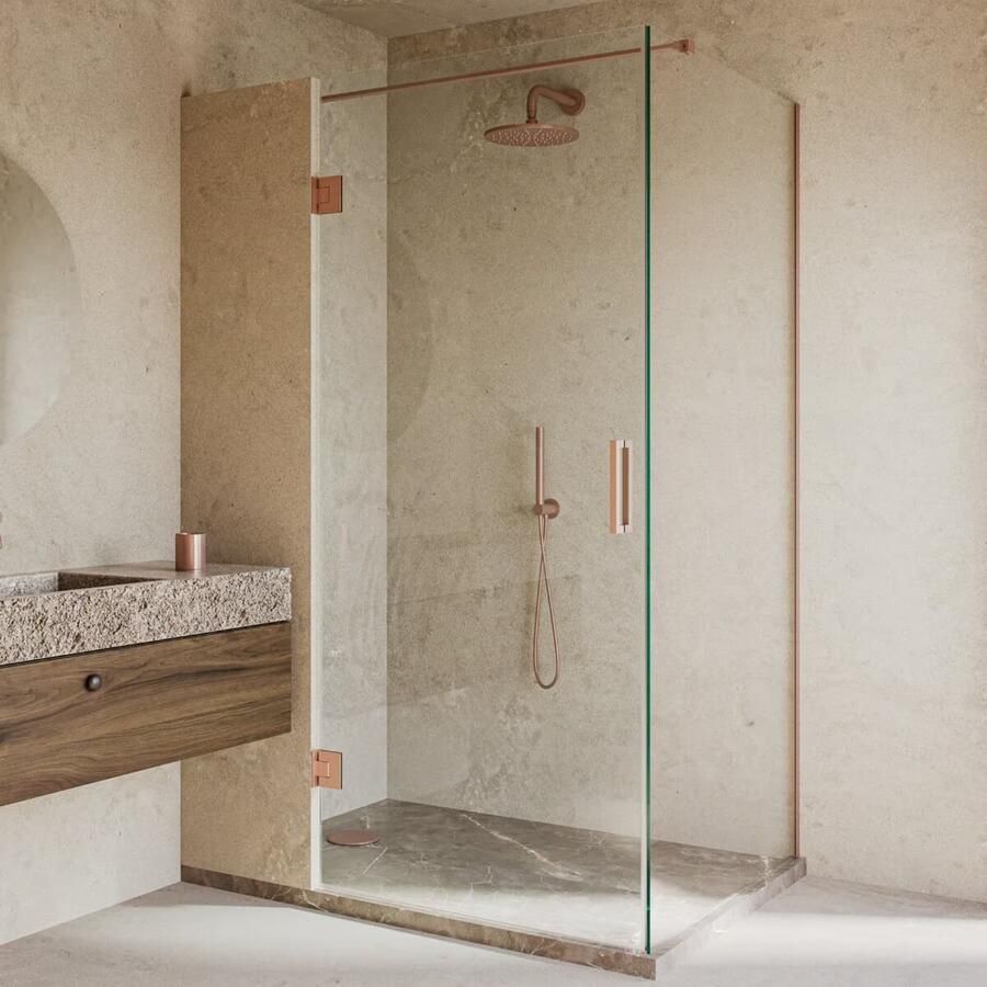 SaniClear Douchecabine Modern | 120x80x200 cm | 1 Draaideur | Geborsteld koper