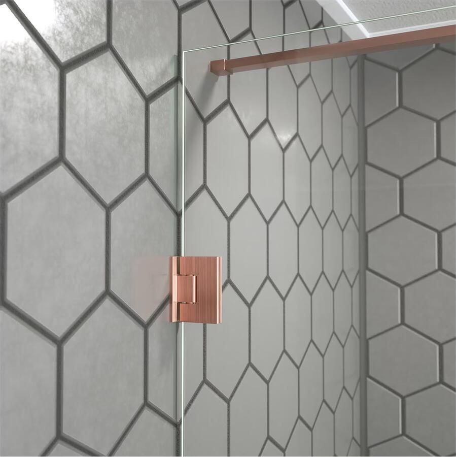 SaniClear Douchecabine Modern | 80x90 cm | 1 Draaideur | Geborsteld koper