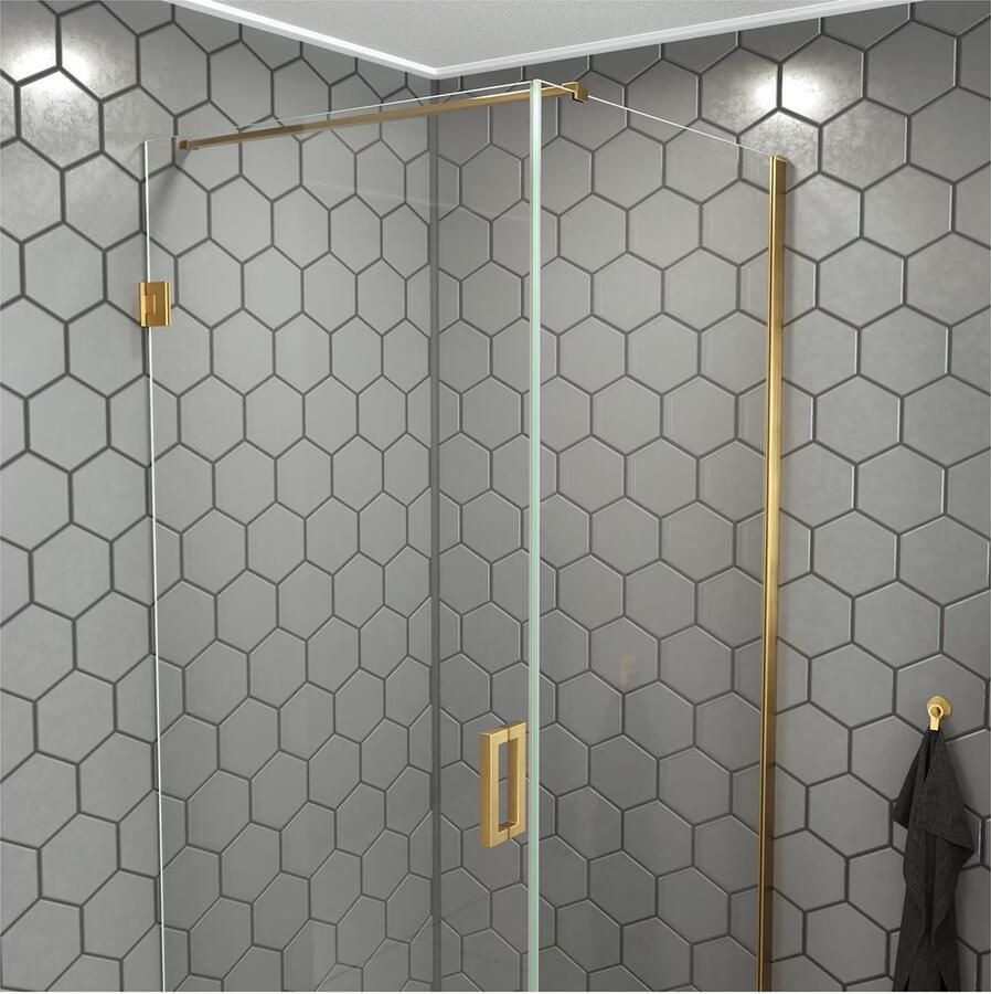 SaniClear Douchecabine Modern | 80x70 cm | 1 Draaideur | Geborsteld messing - Foto 2