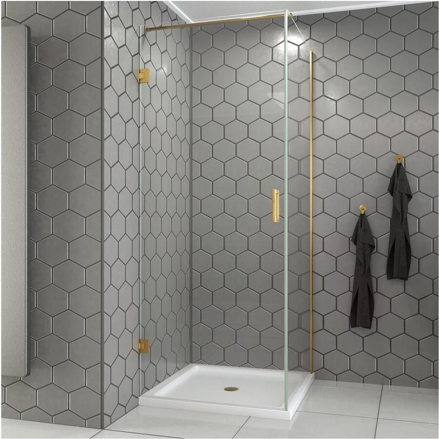 SaniClear Douchecabine Modern | 80x80 cm | 1 Draaideur | Geborsteld messing - Foto 2