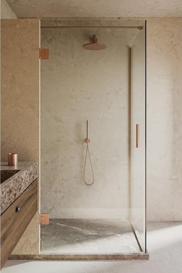 SaniClear Douchecabine Modern | 90x90x200 cm | 1 Draaideur | Geborsteld koper - Foto 2