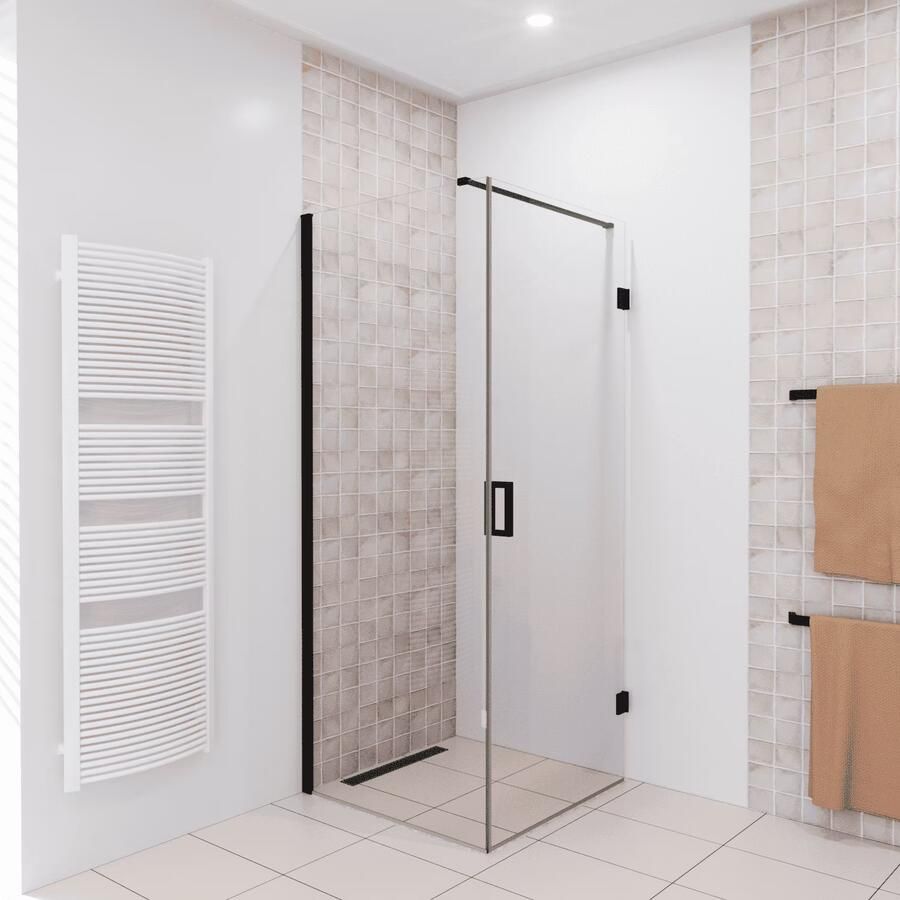 SaniClear Douchecabine Modern | 80x80x200 cm | 1 Draaideur | Mat zwart - Foto 2