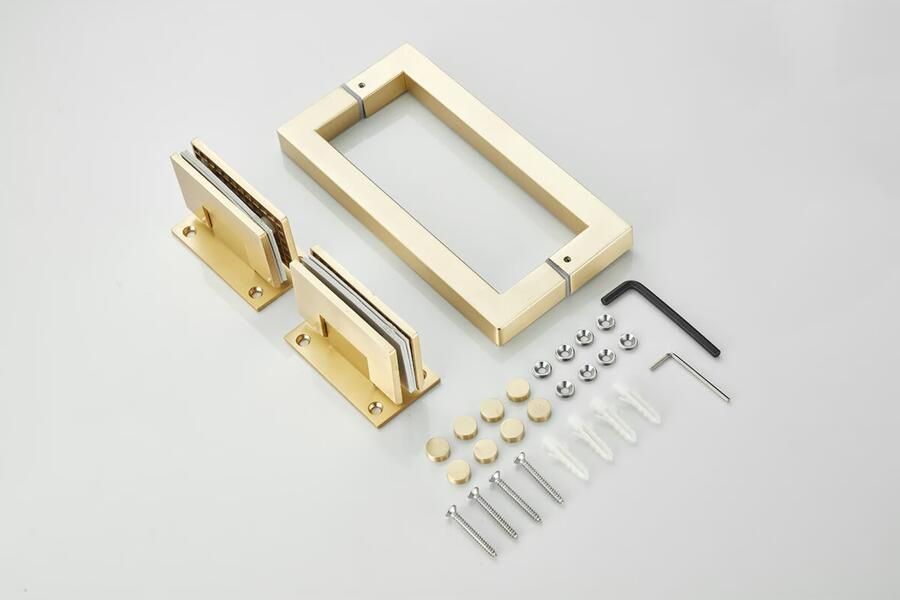 SaniClear Douchecabine Modern Brass | Anti-kalk | 100x90x200 cm | 1 Draaideur | Rookglas | Geborsteld messing - Foto 2