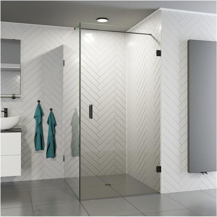 SaniClear Douchecabine Nero | Profieloos | 80x80x200 cm | 1 Draaideur | Mat zwart - Foto 2