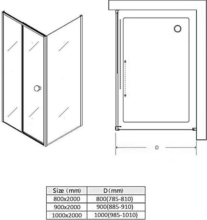 SaniClear Douchecabine Slide | 130x80x200 cm | 1 Schuifdeur | Chroom