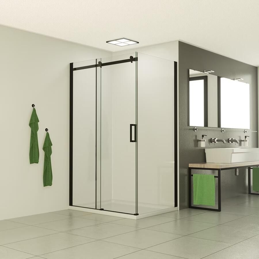 SaniClear Douchecabine Supreme | 100x80x200 cm | 1 Schuifdeur | Mat zwart