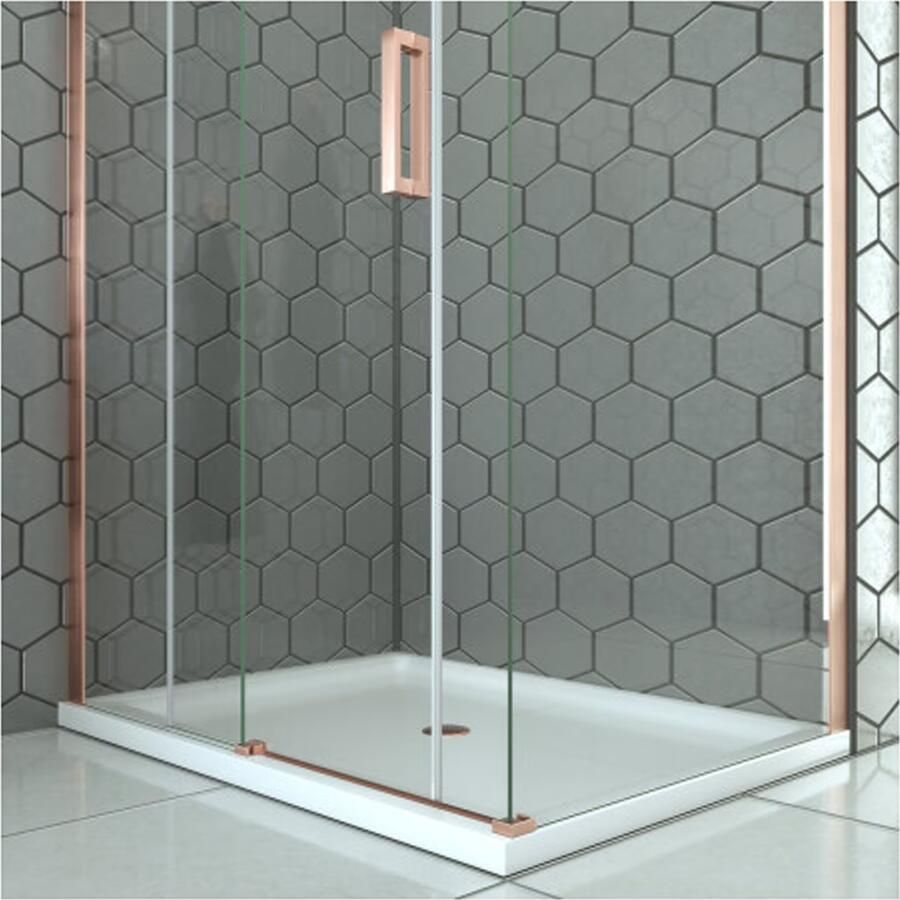 SaniClear Douchecabine Supreme | 100x80x200 cm | 1 Schuifdeur | Geborsteld koper - Foto 2